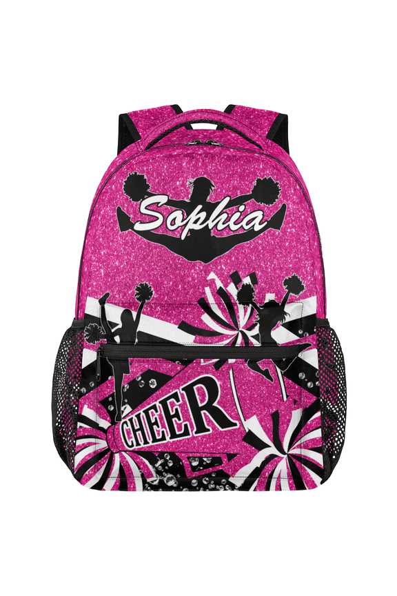 Custom Cheer Backpack with Name, Personalized Cheerleader Backpack for Cheerleading Casual Bag Backpack for Team Women Pink Glitter