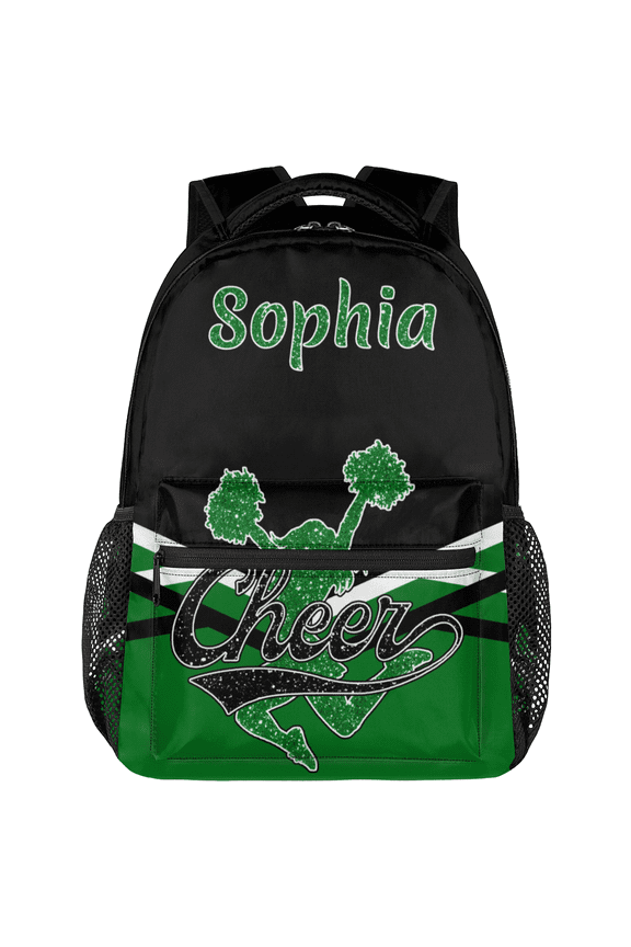 Custom Cheer Cheerleader Backpack Personalized Cheerleading Day Pack with Name Cheer Team Gym Bag for Women, Black Green