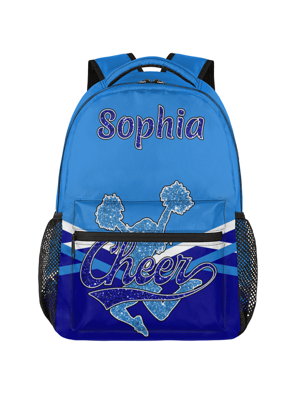 Custom Cheer Cheerleader Backpack Personalized Cheerleading Day Pack with Name Cheer Team Gym Bag for Women, Blue