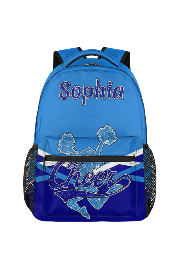 Custom Cheer Cheerleader Backpack Personalized Cheerleading Day Pack with Name Cheer Team Gym Bag for Women, Blue