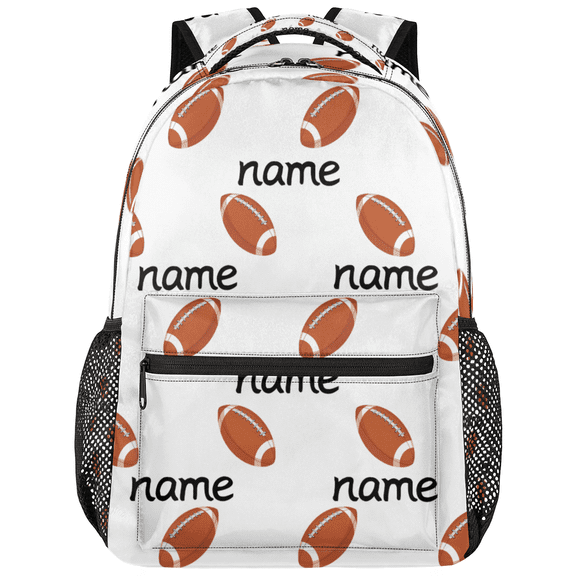 Jiaoprinted Custom Football Backpack with Name, Personalized Lightweight Casual Daypack for Women Men, Customized 18 Inch Travel Back Pack