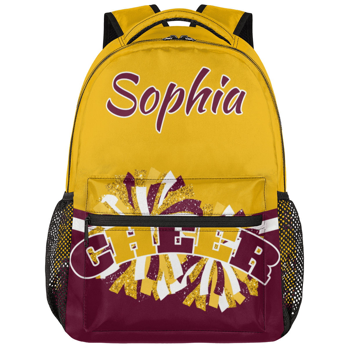 Jiaoprinted Custom Gold Maroon Cheer Backpack, Personalized Cheerleader ...