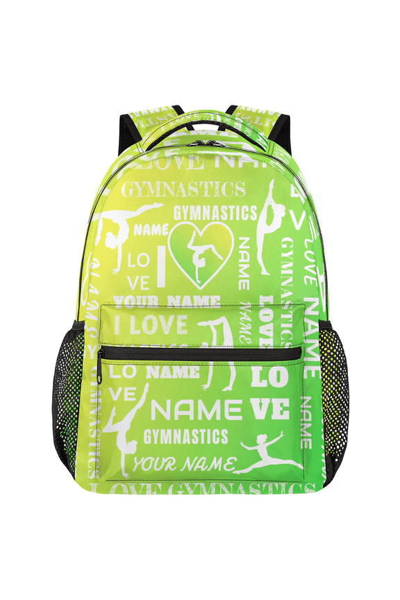 Custom Gymnastic Backpack, 18 Inch Personalized Dance Bag with Name, Lightweight Casual Travel Daypack for Teen Women, Green
