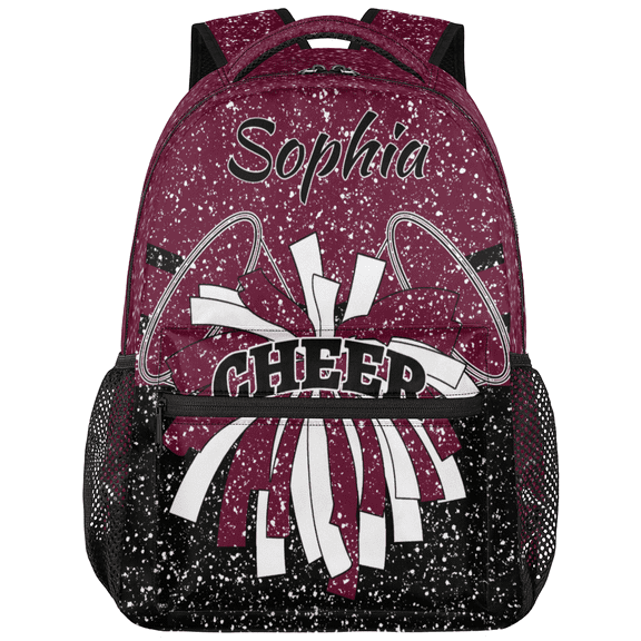 Jiaoprinted Custom Maroon Cheer Backpack for Cheerleader, Personalized Cheerleading Backpack, Coach Daypack for Cheer Team Gifts