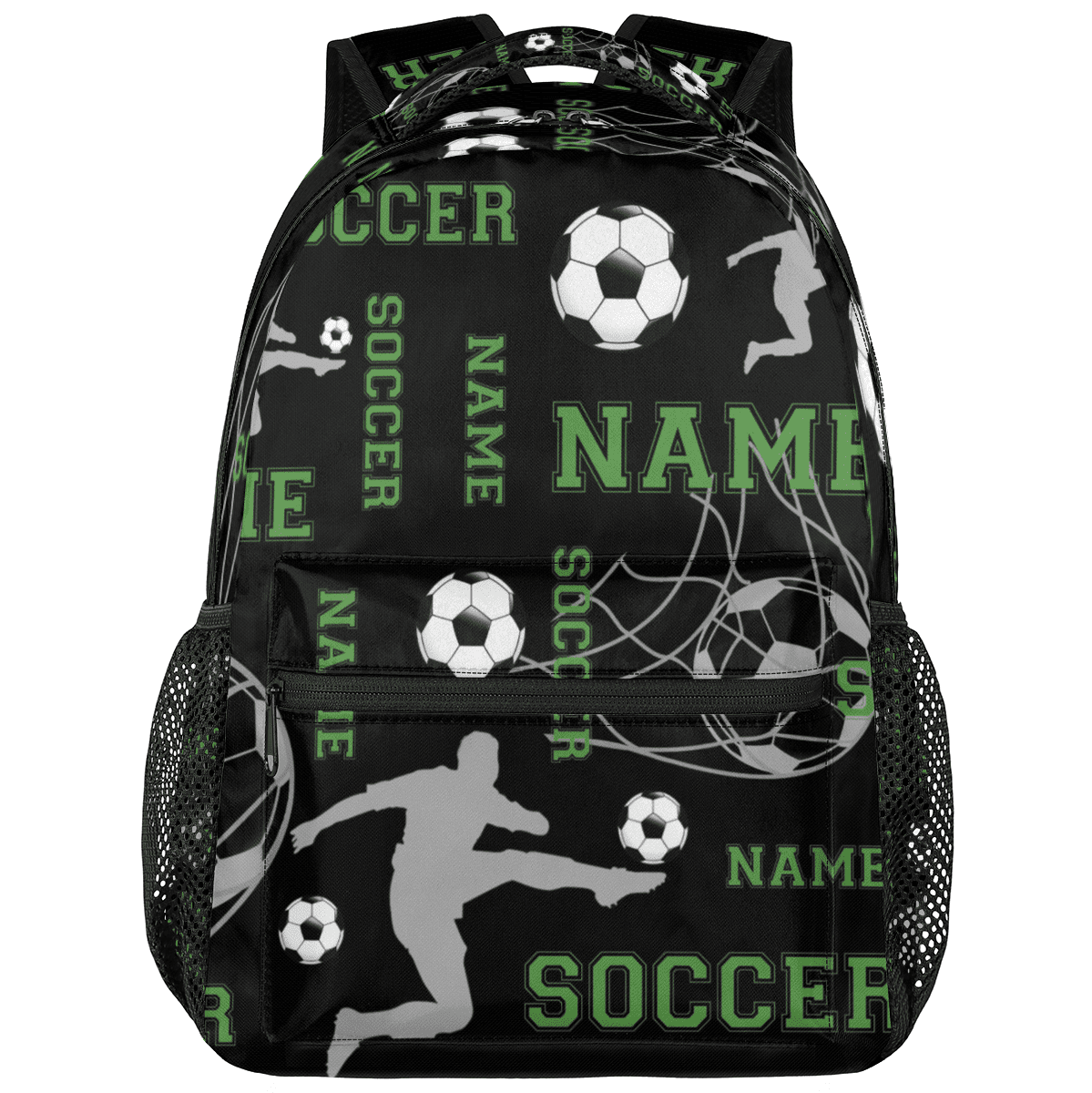 Jiaoprinted Custom Soccer Backpack with Name, Personalized Lightweight Casual Daypack for Women Men, Customized 18 Inch Travel Back Pack