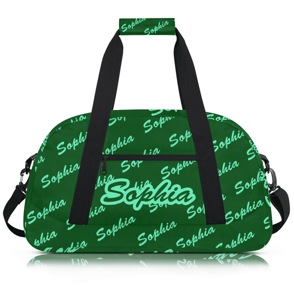 Jiaoprinted Custom Sports Bag Name for Women, Personalized Duffle Gym Bag with Name, Dance Bag, Travel Overnight Weekender Bags, Green Cyan
