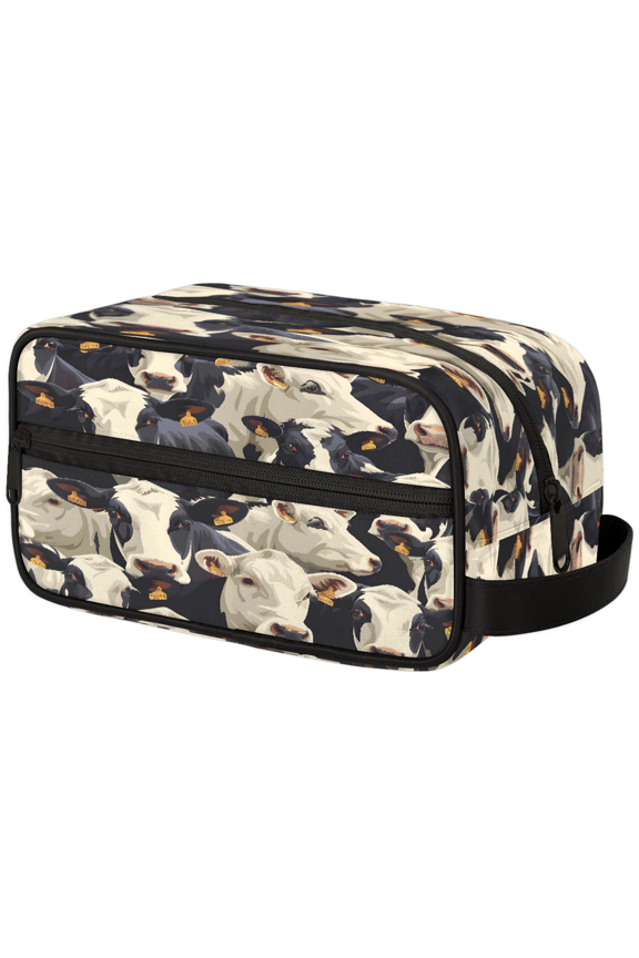 Cute Cows Travel Makeup Bag, Waterproof Farm Animal Toiletry Organizer, Portable Cosmetic Pouch for Daily Use