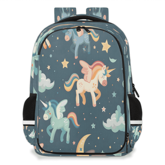 Jiaoprinted Cute Rainbow Unicorn Multi-Functional Backpack, Adult Laptop Backpack Casual Daypack for Work Travel Outdoor, Unicorn Cloud