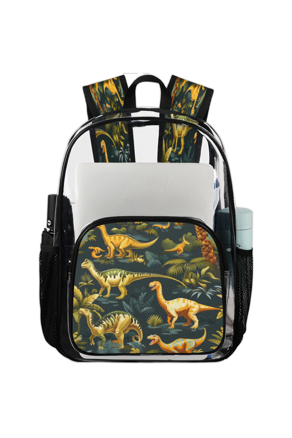 Dinosaurs Clear Backpack for Stadium Events, Transparent Backpacks See Through Plastic Bag for Concerts & Work, Animal