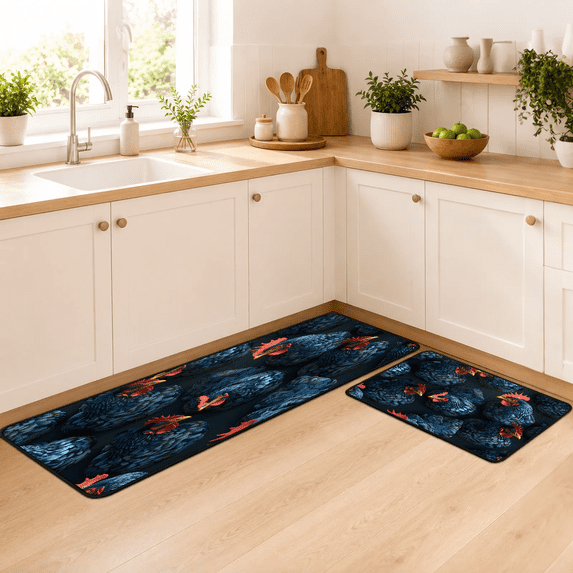 Jiaoprinted Farmhouse Rooster Kitchen Mats Cushioned Anti Fatigue 2 ...