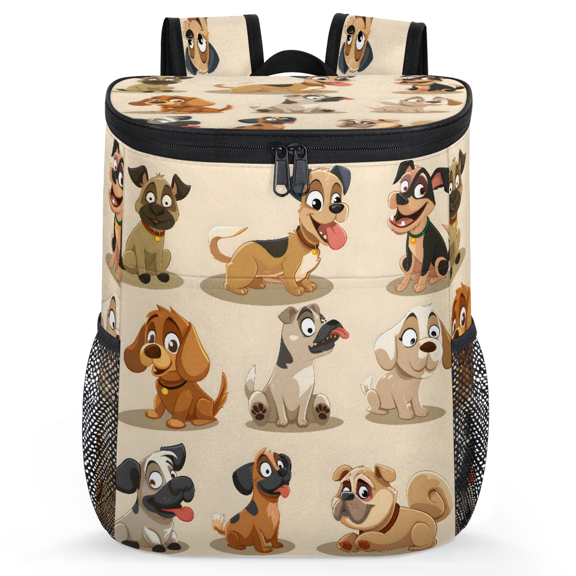 Jiaoprinted Funny Cartoon Dogs Portable Leakproof Cooler Backpack, Dogs Insulated Backpack Cooler for Picnic Camping