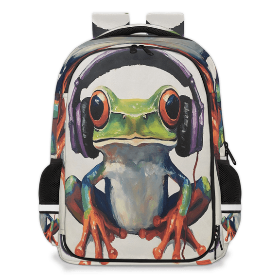 Jiaoprinted Funny Frog Travel Backpack for Adults, Multi-Functional Casual Daypack with Adjustable Shoulder Straps, Tropical Rainforest Frog Laptop Bag for Work Outdoor