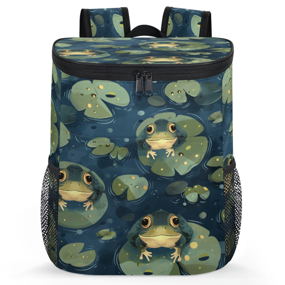 Jiaoprinted Funny Green Frog Leakproof Cooler Backpack, Cute Frogs Insulated Backpack Cooler for Outdoor