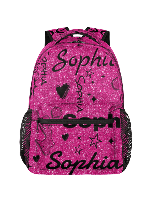 Glitter Pinks Personalized Cheer Backpack, Custom Cheerleading Daypack, Customized Name Casual Back Packs, Cheerleader Gifts for Team Women