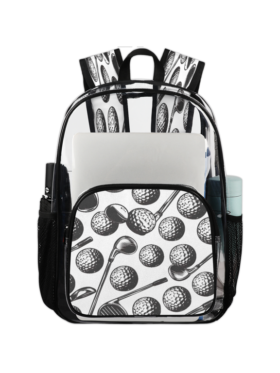 Golf Clubs Clear Backpack for Stadium Events, Transparent Backpacks See Through Plastic Bag for Concerts & Work, Golf Balls