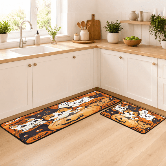 Jiaoprinted Halloween Cats Kitchen Mats Cushioned Anti Fatigue 2 Piece ...