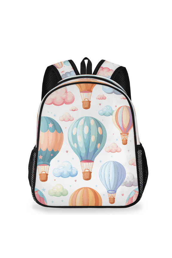 Hot Air Balloons Backpack, Lightweight Casual Daypack with Chest Strap & Water Bottle Pockets, Colorful Hot Air Balloon Sports Travel Bag for Work