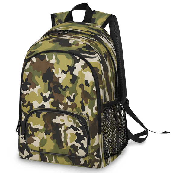 Jiaoprinted Jungle Green Camo Laptop Backpack, Large Camouflage Travel Backpack Men Women, Work Business Computer Casual Daypack Rucksack, 18 Inch