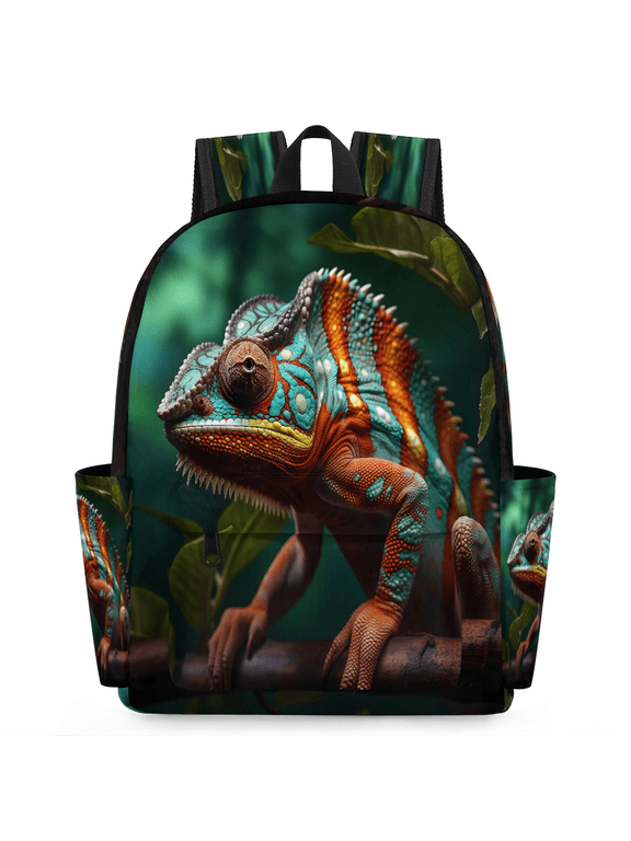 Jungle Lizard Backpack for Adults, Breathable Adjustable Strap Casual Daypack, Lightweight Animals Work Laptop Backpack