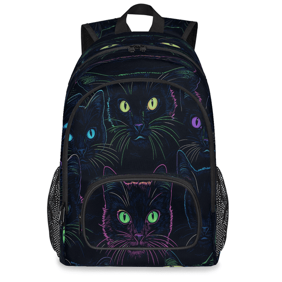 Jiaoprinted Large Black Cat Laptop Backpack, 18 Inch Cats Travel Backpack for Men Women, Work Business Computer Casual Daypack