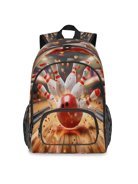Large Bowling Ball Laptop Backpack, 18 Inch Retro Sports Travel Backpack for Men Women, Work Business Computer Casual Daypack