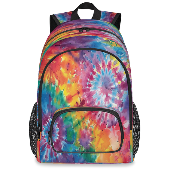Jiaoprinted Large Colorful Tie Dye Laptop Backpack, 18 Inch Abstract Rainbow Spiral Visual Travel Backpack for Men Women, Work Business Computer Casual Daypack