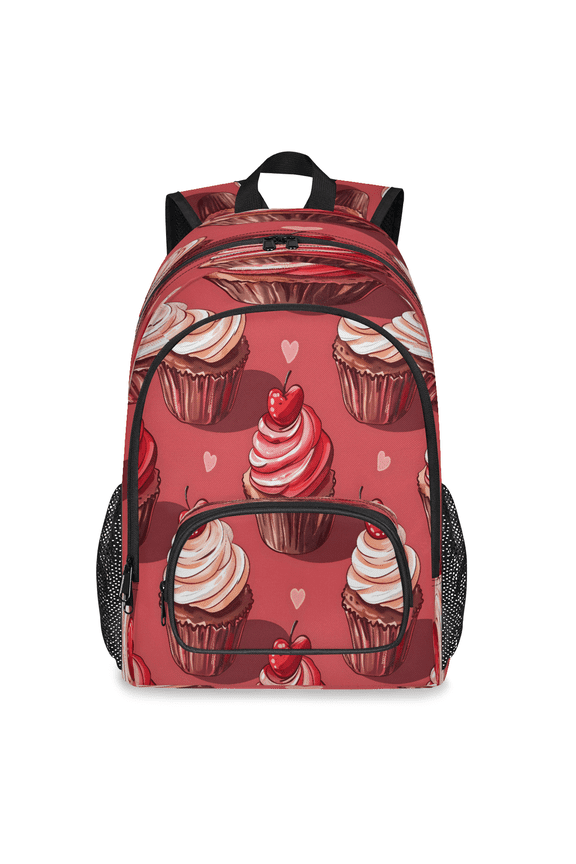 Large Cupcakes Laptop Backpack, 18 Inch Hearts Travel Backpack for Men Women, Work Business Computer Casual Daypack