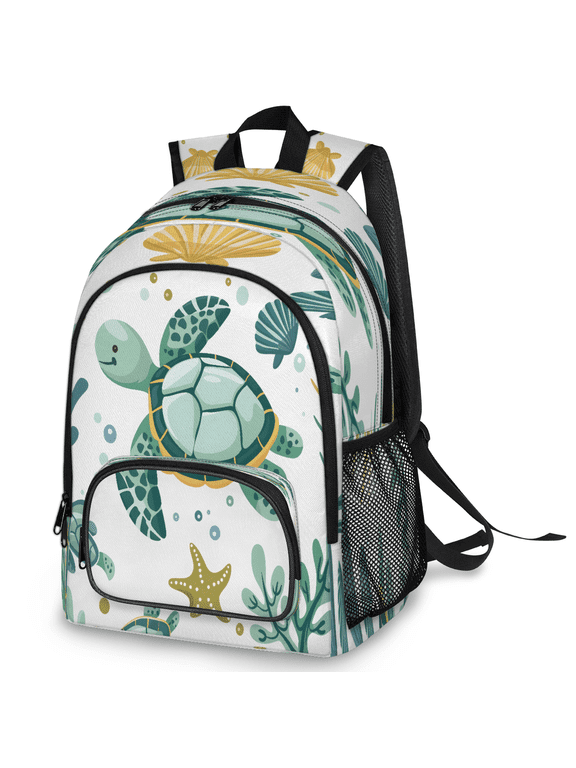 Large Cute Cartoon Sea Turtle Laptop Backpack, 18 Inch Ocean Turtle Shell Travel Backpack for Men Women, Work Business Computer Casual Daypack