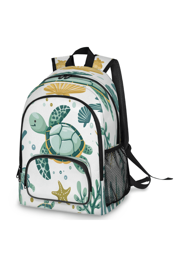 Large Cute Cartoon Sea Turtle Laptop Backpack, 18 Inch Ocean Turtle Shell Travel Backpack for Men Women, Work Business Computer Casual Daypack