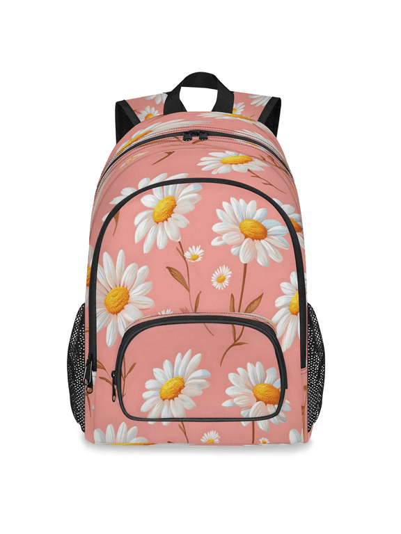 Large Daisies Laptop Backpack, 18 Inch Spring Floral Travel Backpack for Men Women, Work Business Computer Casual Daypack