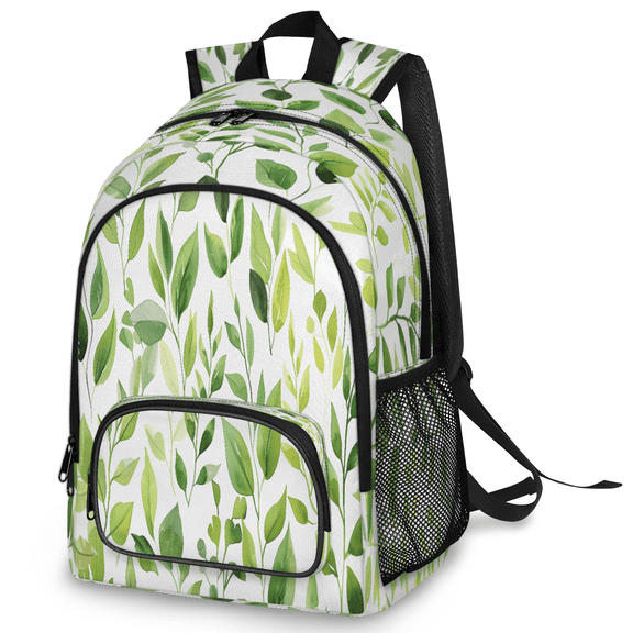 Jiaoprinted Large Eucalyptus Leaf Laptop Backpack, 18 Inch Leaves Travel Backpack for Men Women, Work Business Computer Casual Daypack