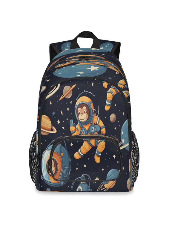 Large Outer Space Laptop Backpack, 18 Inch Funny Monkey Astronaut Travel Backpack for Men Women, Work Business Computer Casual Daypack