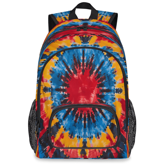 Jiaoprinted Large Tie-Dye Laptop Backpack, 18 Inch Abstract Rainbow Travel Backpack for Men Women, Work Business Computer Casual Daypack