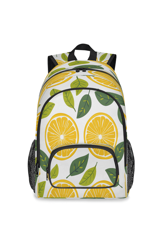Large Yellow Leaves Lemon Laptop Backpack, 18 Inch Watercolor Lemon Slices Travel Backpack for Men Women, Work Business Computer Casual Daypack