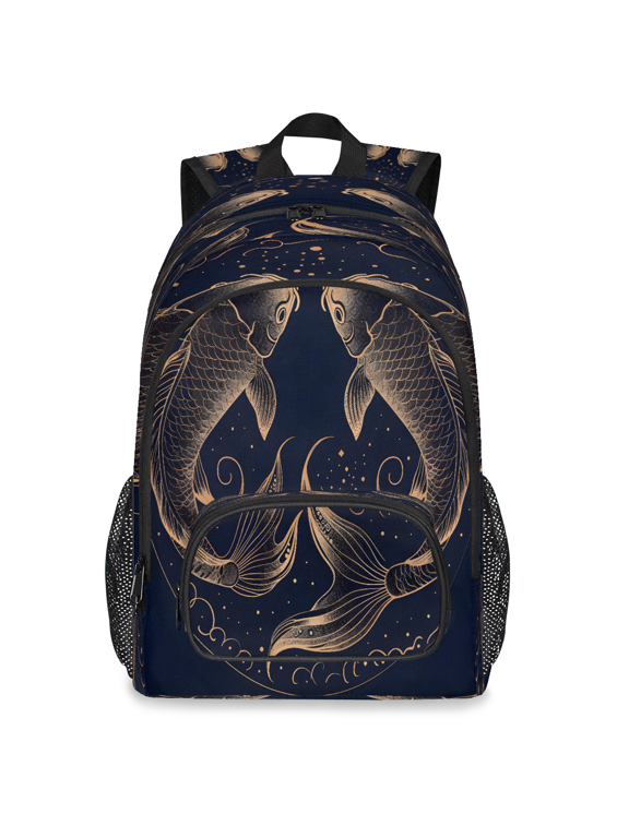 Large Yin Yang Fish Laptop Backpack, 18 Inch Fishes Travel Backpack for Men Women, Work Business Computer Casual Daypack