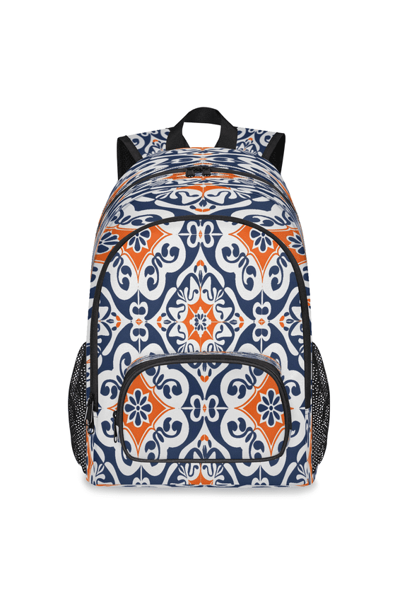 Mexican Boho Flower Backpack, Large Retro Floral Travel Laptop Backpack Men Women Work Business Computer Casual Daypack Rucksack, 18 Inch