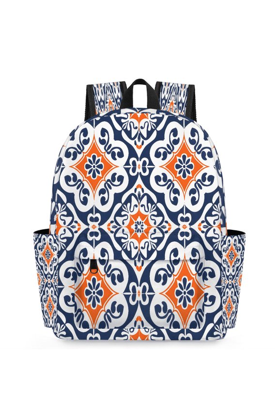 Mexican Boho Flower Backpack for Adults, Breathable Adjustable Strap Casual Daypack, Lightweight Retro Floral Work Laptop Backpack