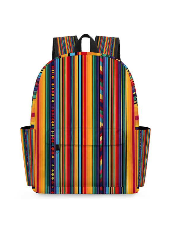 Mexican Stripes Backpack for Adults, Breathable Adjustable Strap Casual Daypack, Lightweight Ethnic Serape Work Laptop Backpack