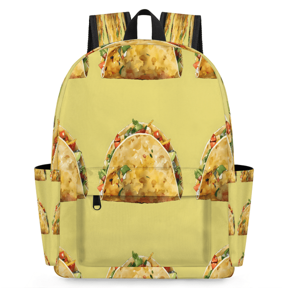 Jiaoprinted Mexican Tacos Backpack, Lightweight 15 Inch Laptop Backpack for Men Women, Casual Daypack for Travel Work, Food Themed