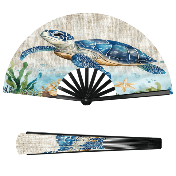 Jiaoprinted Nautical Coastal Folding Hand Fan, Large Portable Handheld ...