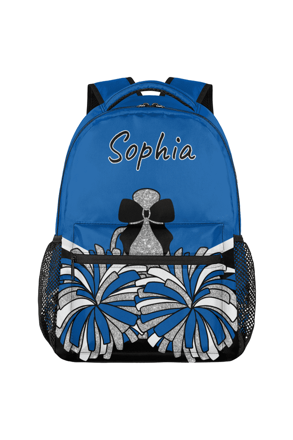 Navy Blue Black Personalized Cheer Backpack, Custom Cheerleading Backpack for Cheerleaders, Customized Coach Casual Daypack with Name, 18 Inch