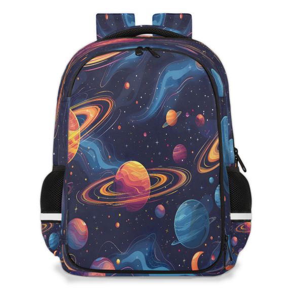 Jiaoprinted Outer Space Planets Orbits Travel Backpack for Adults, Multi-Functional Casual Daypack with Adjustable Shoulder Straps, Solar System Laptop Bag for Work Outdoor