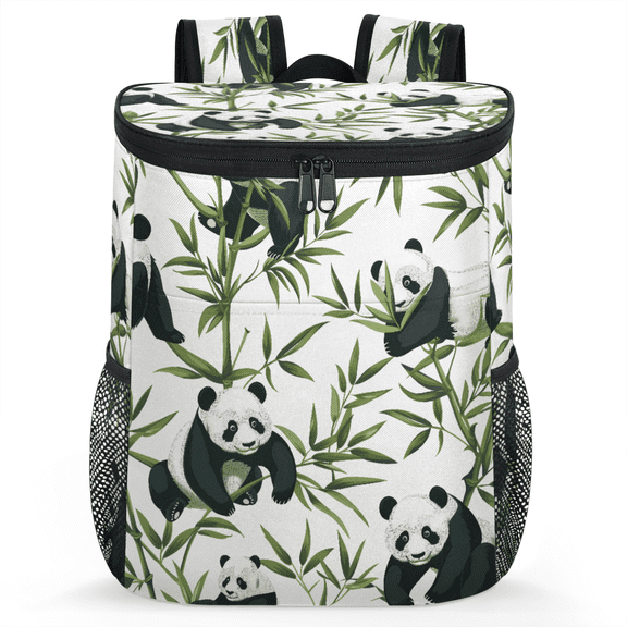 Jiaoprinted Pandas Bamboo Leakproof Cooler Backpack, Cute Panda Insulated Backpack Cooler for Outdoor
