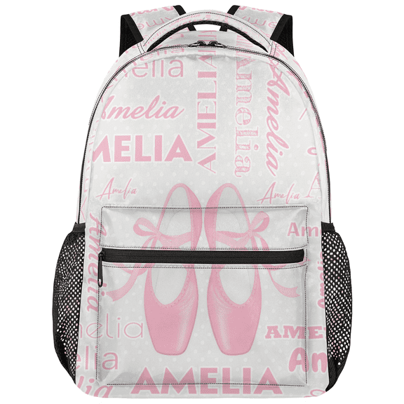 Jiaoprinted Personalized Ballet Dance Backpack, Custom 18 Inch Gymnastics Bag with Name, Lightweight Casual Travel Daypack for Women, Light Pink