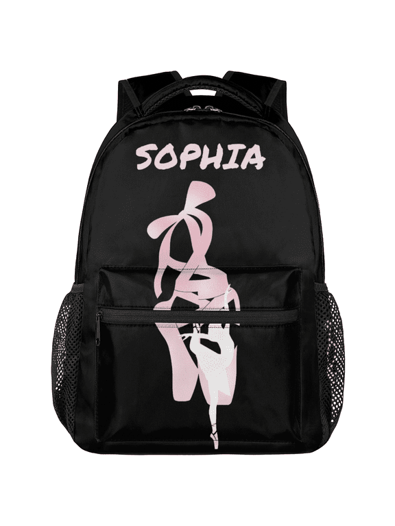 Personalized Ballet Dance Backpack Custom Backpack with Name Customized Casual Bag Daypack for Woman Black