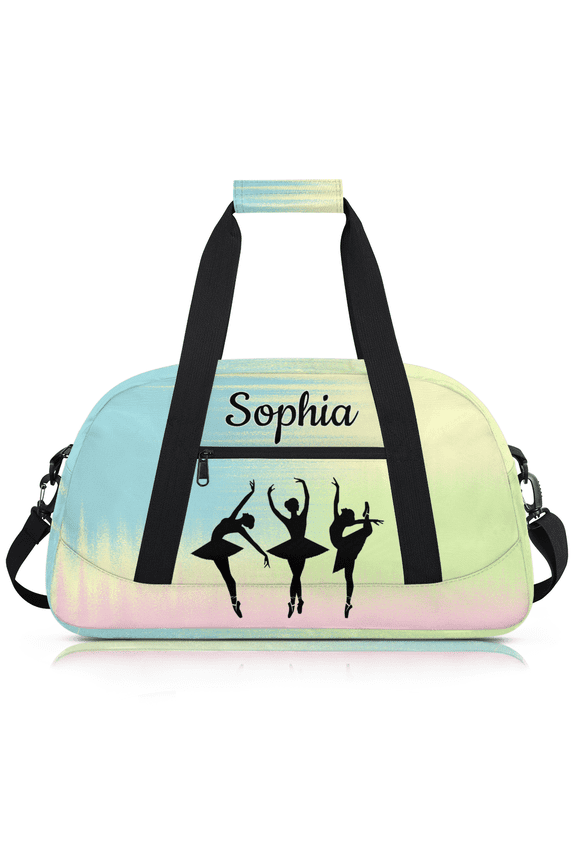 Personalized Ballet Dance Bag for Women, Custom Team Bag with Name, Travel Sport Gym Bag, Overnight Weekender Bags, Blue Yellow Pink