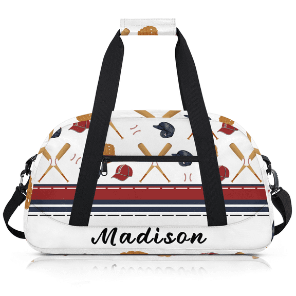 Jiaoprinted Personalized Baseball Theme Sport Duffel Bag, Custom Gym Bag with Name, Customized Overnight Weekender Bag for Men