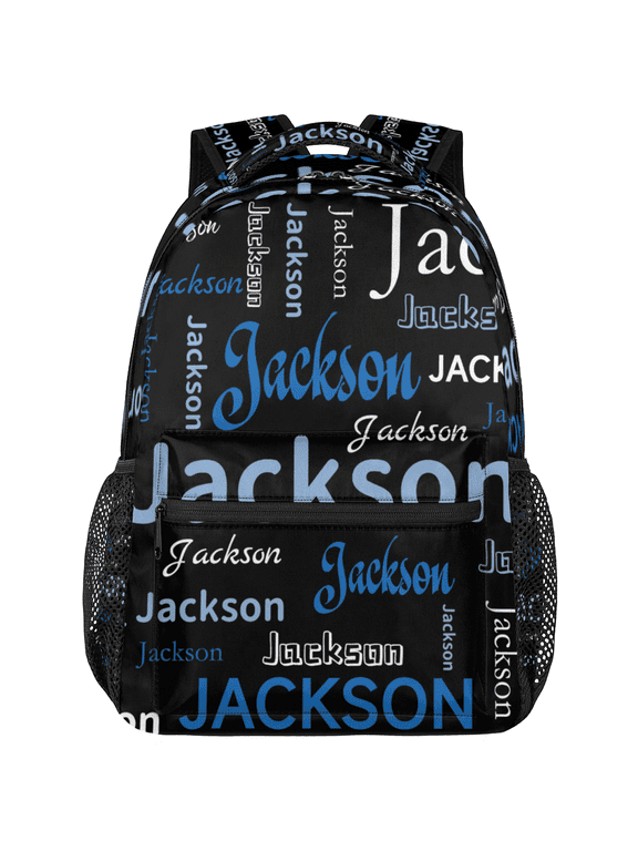 Personalized Black Backpack for Women Men, Custom Lightweight Casual Daypack with Name, Customized Travel Laptop Back Pack