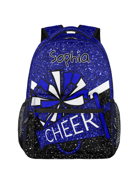 Personalized Blue Glitter Cheer Backpack for Cheerleaders, Custom Cheerleading Backpack with Name, Dance Bag for Women, Cheerleader Gifts