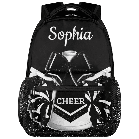 Jiaoprinted Custom Cheer Backpack Personalized Cheerleader Backpack for Sport Training Competition Shoulder Bag Laptop Bag Black